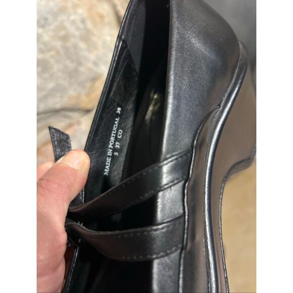 Dansko Babette Black Leather Mary Jane Dual Strap Wedges Size 38 US Size 7.5 - Picture 9 of 10